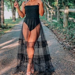 Tule strappy bodysuit dress